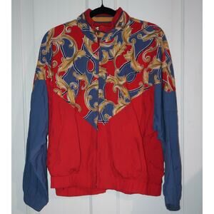 Lis Sport Vintage Baroque print 80s 90s Red Blue Gold Sailor Windbreaker Medium